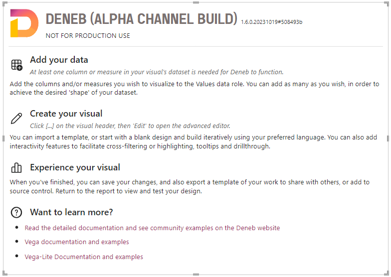 Стартовая страница Alpha Channel Build Стартовая страница Deneb (Alpha Channel Build) после добавления в отчёт: отличаются название, описание и версия.