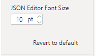 Свойство JSON Editor Font Size на панели форматирования. Настройка размера шрифта JSON-редактора