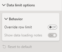 Меню Data Limit Options на панели форматирования. Меню Data Limit Options